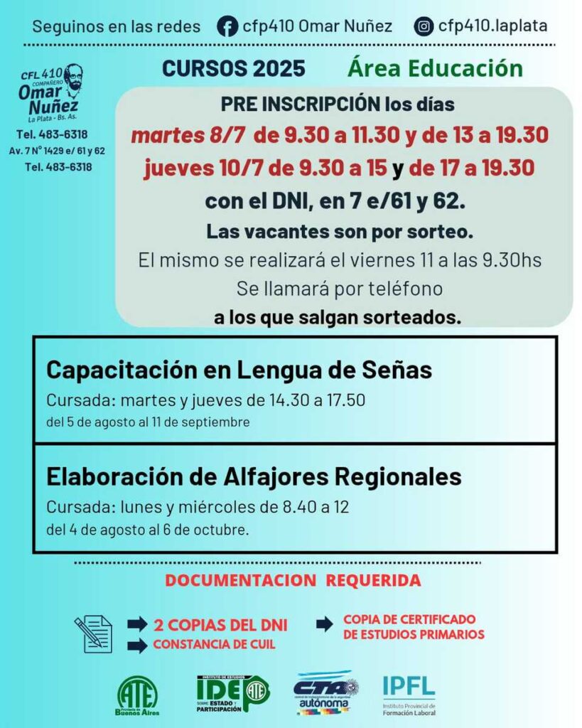 cursos auxiliares julio 2025