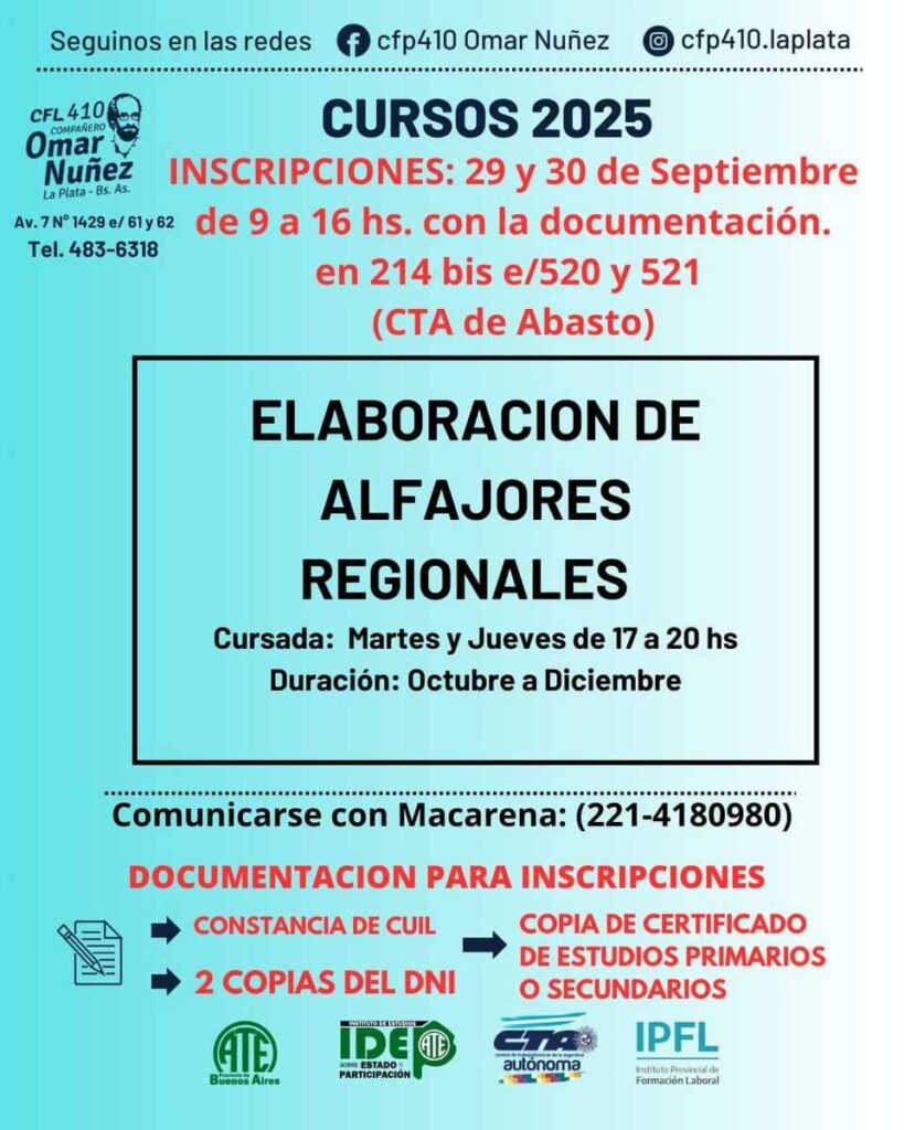 Inscripción para alfajores regionales